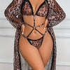 Leopard Print Lingerie Set - Sexy Lace Robe & Bodysuit | MavixStore