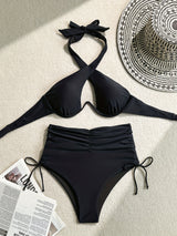 Sexy Steel Ring Neck Bikini Set