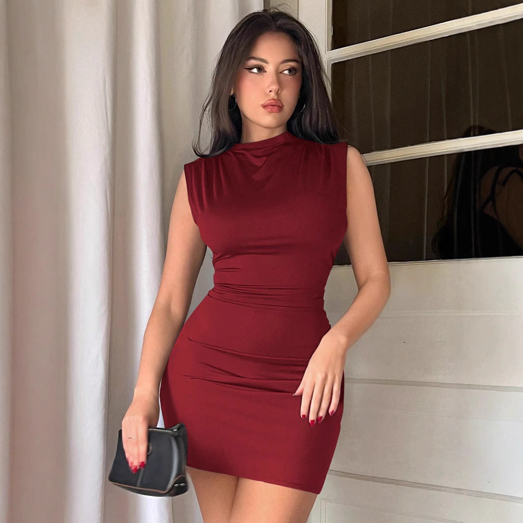 Sleeveless Vest Knitted High Elastic Sheath Dress