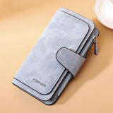 New Buckle Women's Long Wallet Three Fold Fashion Women's Bag Multi-card Women's Purse Frosted Two-tone Fabric
