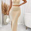 Women'S Elegant V-neck Camisole Top and Skirt Two-piece Set