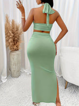 Women's Elegant V-Neck Camisole Top & Skirt Set - Two Piece Summer Outfit