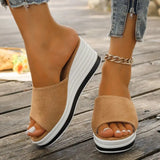 Fashion light sole wedge slippers casualhundred women's shoes goddess heightening
