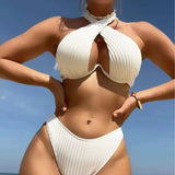Hot Sale Underwire Sexy Backless Split Swimsuit Women Bikinis Backless Bikini Swimsuit