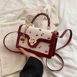 Sweet Cherry Square Chains Crossbody Bags for Woman Luxury Designer Brand New Female Black Green Yellow HandBag