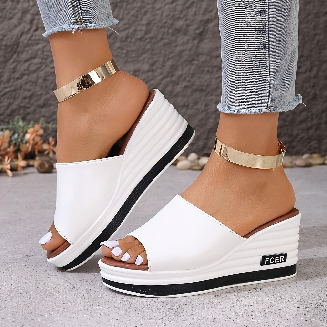 New White Sandals Summer New Style Women's Elegant White Thick-Soled Sports Sandals