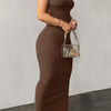 Women's Bodycon Midi Dress - Stretchy Round Neck Elegant Evening Wear