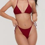 Burgundy triangle bikini set