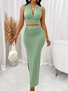 Women's Elegant V-Neck Camisole Top & Skirt Set - Two Piece Summer Outfit