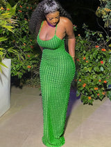 Hot Pink One-Shoulder Textured Bodycon Maxi Dress