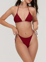 Burgundy triangle bikini set